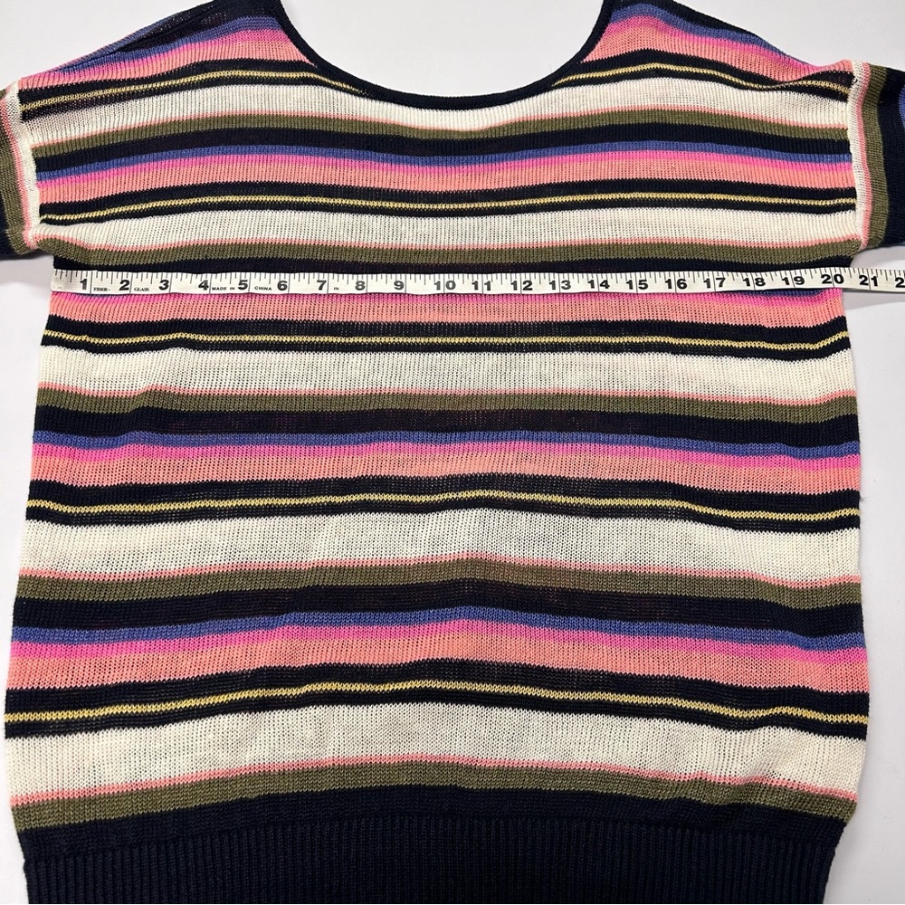 Talbots Knit‎ Top Size L Short Sleeve Round Lightweight 100% Linen Stripes - Picture 6 of 8